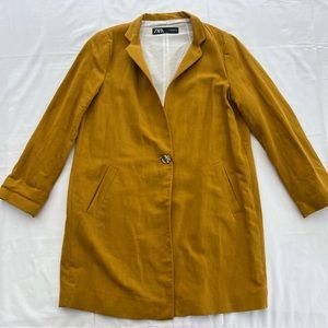 Mustard Zara Linen Coat